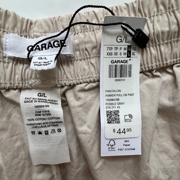 Garage Pants Parker Pull On Pebble Gray High Waist Joggers Trousesr Baggy Size L - Picture 6 of 6